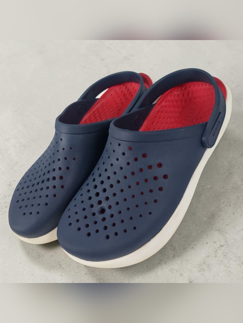 Crocs LITERIDE Men's 8/Women 10 360 Clogs Unisex Navy US Red Blue Slide On